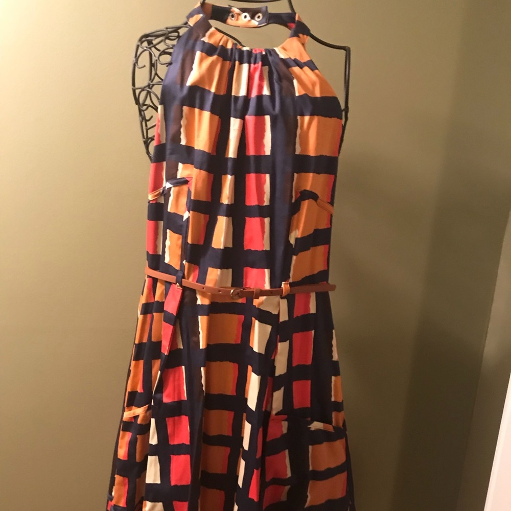 Jessica Simpson Belted Flare Dress Halter Style